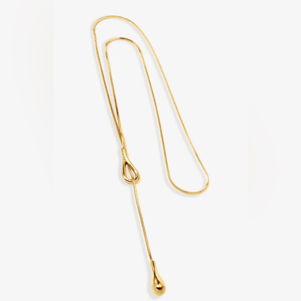 Waterproof hypoallergenic 18k Gold plated Y Lariat Necklace Zara Chain slide - Picture 3 of 3